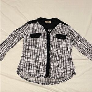 Black and White Checkered Women's Blouse